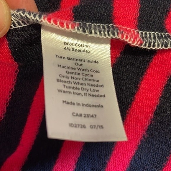 Talbots Striped Hooded Sweatshirt Large Petite Long Sleeve Blue Pink Pockets - Picture 11 of 13